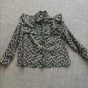 Tuckernuck Girls' Navy Floral Ruffle Collar Blouse